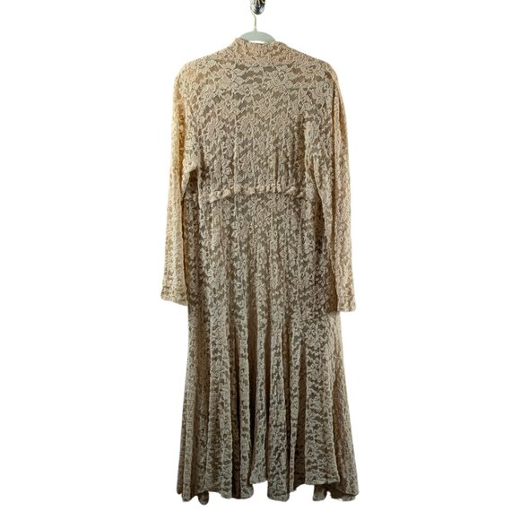 2/$30 Surrealist Anthropologie cream colored  lace  duster Cardigan L - Picture 4 of 8